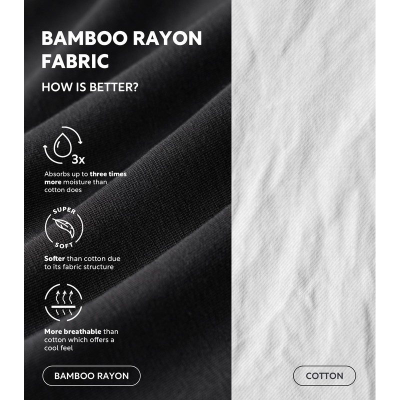DAVID ARCHY Men's Undershirt Bamboo Rayon Moisture-Wicking T-Shirts Stretch Crewneck