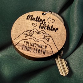 Geschenk Muttertag - Mutter und Tochter Schlüsselanhänger aus Holz, Glücksbringer, Geburtstagsgeschenk für Mama, Mama Geburtstagsgeschenk, Beste Mama Geschenk, Mutter Tochter Geschenk