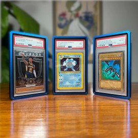 TCGHalo Metal PSA Slab Bumper Case (3 Pack) Stackable Magnetic Aluminum Metal PSA Frame - Cobalt Blue