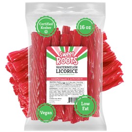 Happy Bites Sweet Roots Watermelon Licorice Twists (16 oz / 1 Bag) - JUMBO Size - Made with Real Fruit Juice Concentrate - Certified Kosher - Vegan - Fat Free