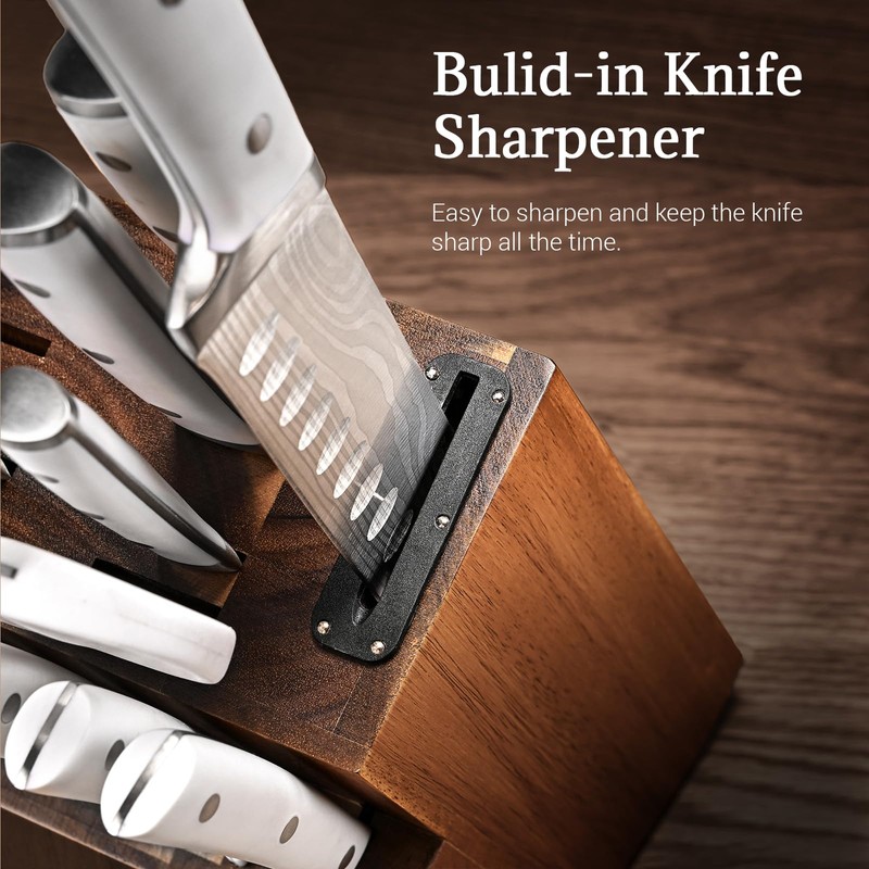 Emojoy Knife Set, 18 Piece Kitchen Knife Set with Block
