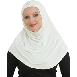 Prien Chic Ready To Wear Hijab For Women, Muslim Long Turban Undercap Set, Instant Scarf, Prayer Clothes For Girls, Abaya (Cream)