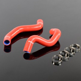PIT66 Silicone Radiator Hose Kit,Compatible with 2005-2011 Scion Toyota TC 2AZ-FE 2.4L Red with Clamps