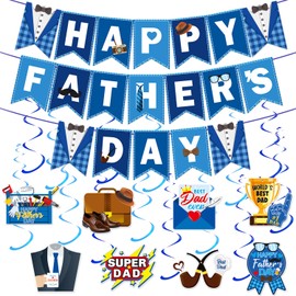 Happy Fathers Day Decorations Happy Father's Day Banner Fathers Day Hanging Swirls Best Dad Ever Father's Day Party Decorations for Home Fireplace Mantle