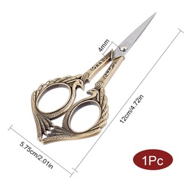 SUNNYCLUE 5 Inch Stainless Steel Bronze Peacock Style Embroidery Sewing Scissors Retro Style Handmade Sewing Scissors for Fabric Paper Cutting Craft Threading Use, Antique Bronze
