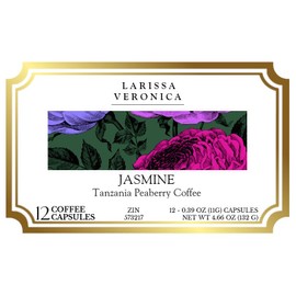 Jasmine Tanzania Peaberry Coffee (Single Serve K-Cup Pods) (Gourmet, Naturally Flavored, Whole Coffee Beans) (12 pods, ZIN: 573217) - 2 Pack