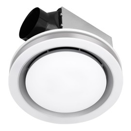 Akicon Exhaust Fan with Light, 90 CFM, 1.5 Sones Bathroom Exhaust Fan for Ceiling, 15W Dimmable 3CCT LED Light with 5W Night Light Ventilation Fan for Bathroom and Home, Round, Silver