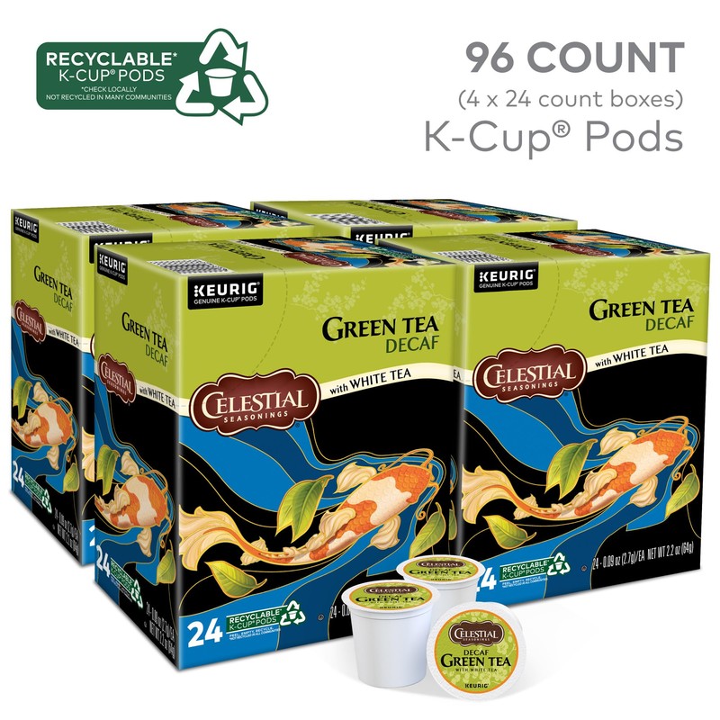 Celestial Seasonings Decaf Green Tea, Single-Serve Keurig K-Cup Pods, 96