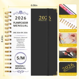 Agenda 2026 Planeador Diario Español Con Etiquetas Engomadas