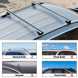 COWVIE 47 Inch Aluminum Roof Rack Cross Bars for Raised Side Rails, Adjustable Cargo Bars, Hold 165 LBS, Silver