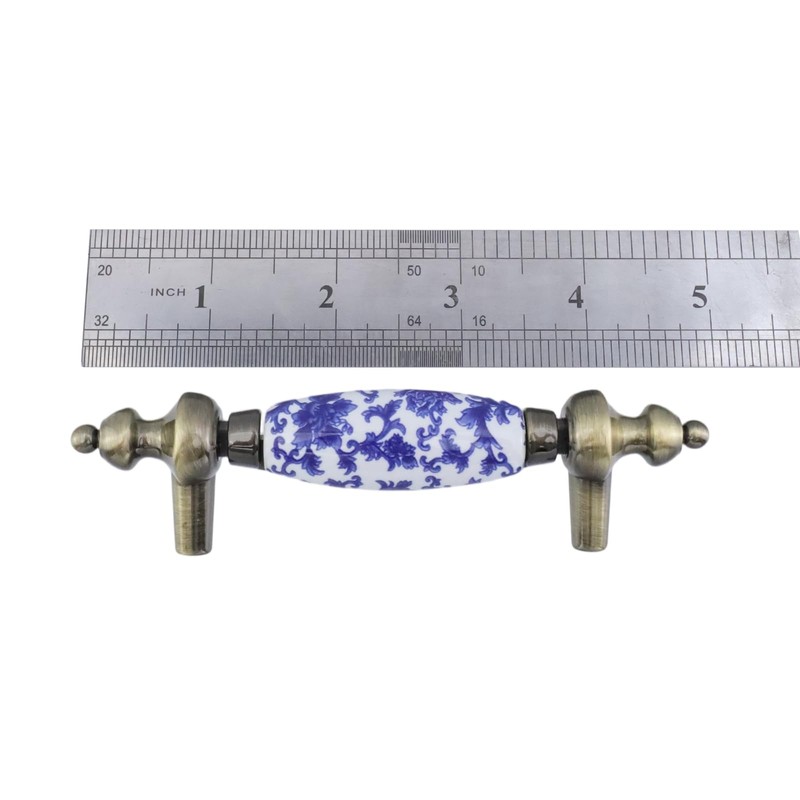 Mcredy 4 Pcs Blue and White Porcelain Ceramic Cabinet Pulls