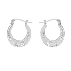 Tuscany Silver Patterned Creole Earrings