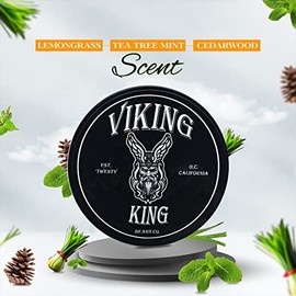 VIKING KING BEARD CO. Bálsamo para Barba Negro: Totalmente Natural (Limoncillo, Árbol de Té, Menta y Madera de Cedro)