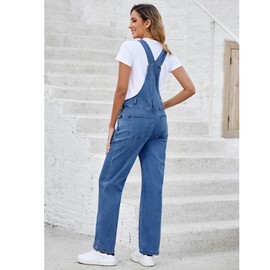 Vetinee Overalls Women Denim Overall Outfit Casual Jump Suits Women Clothing Comfy Vacation Outfits for Women Jean Jumpsuit for Women Denim Denim Jumpsuit Quiet Harbor Large Fits Size 12 / Size 14