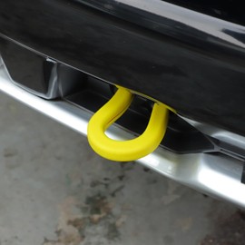 JWWY Front Bumper Tow Hook Cover Tow Trailer Hitch Protector Cover Trim Fit for 2014-2018 Chevy Silverado Exterior Accessories Rubber 2PCS Yellow