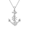 AINUOSHI Anchor Necklace - Moissanite Diamond Nautical Anchor Necklace Solid