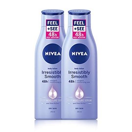 NIVEA Irresistibly Smooth Skin Lotion Pack of 2 (2 x 250ml), Moisturiser with Shea Butter, Intensive Moisturising Cream, Extra Rich Hydrating Body Lotion