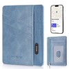 Women Wallet, Works with Apple Find My, Credit Card Holder Slim Wallet, Slim Minimalist Wallet for Women, RFID Wallet Women Front Pocket Small Leather Wallet with Zipper Coin Pocket & ID Window, Blue