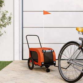Benicabaly Pet Bike Trailer for Comfort and Adventure, Durable Iron Frame with Spacious Cabin, Orange and Black Design