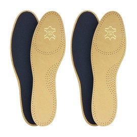 2 Pairs of Genuine Leather Insoles Basic Insoles Brown for Men and Women Size 3.5-13 - Brown - 42 EU