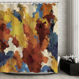LIVILAN Abstract Shower Curtain, Orange Shower Curtain, Colorful Shower Curtain, Art Shower Curtain Set with 12 Hooks, Modern Bathroom Decor, 72"x72".