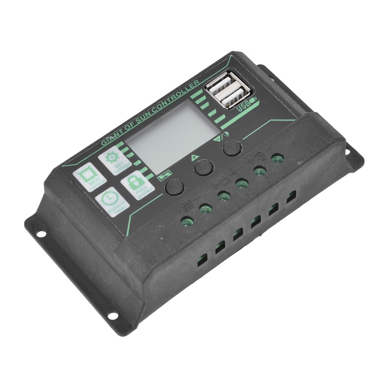 Solar Charge Discharge Controller Adjustable LCD Display PWM Dual USB