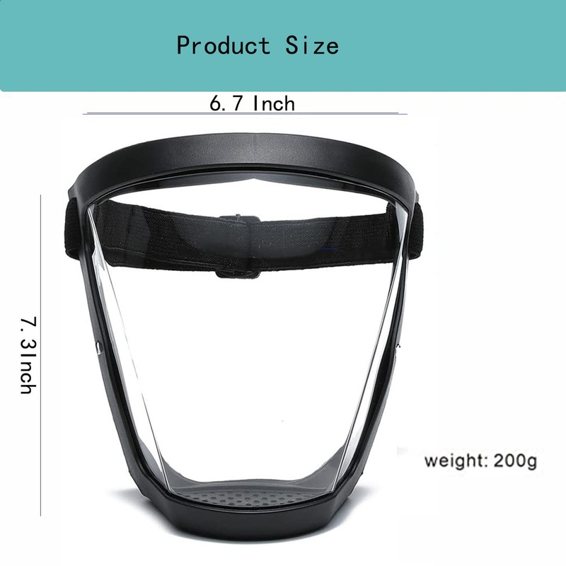 DSHTP Full Face Shield, Reusable Anti-Fog Transparent High-Definition Platic Face