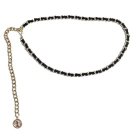 Metal Waist Chain Adjustable Body Link Belt, Fashion Waist Chain Belt, Punk Belt Waist Chain for Dress, Simple Jeans Accessories, Suitable for All Boys and Girls, Gold, Single Layer