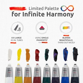 Professional Oil Paint Set for Artists - 8 x 50ml Big Tubes - Non-Toxic Artist Oil Paints. Lightfast Oil Colours with High Pigmentation, Creamy Texture - Impressionist Palette by ZenART