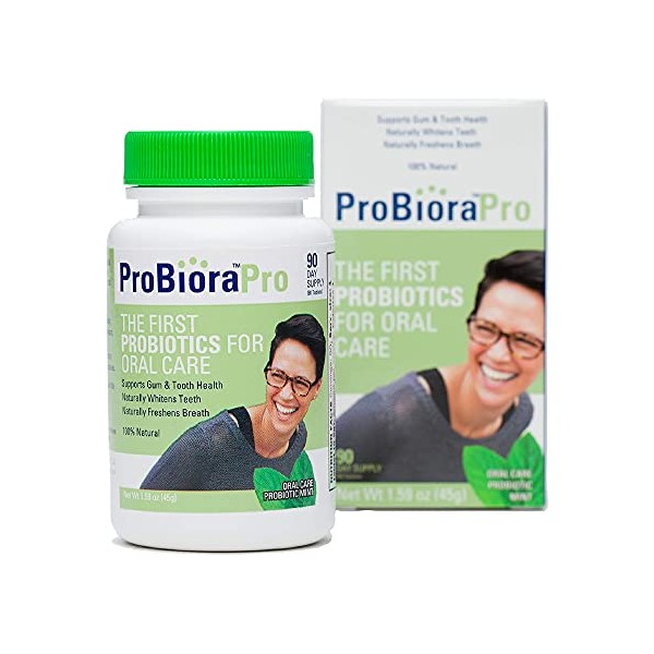 ProBioraPro Oral-Care Probiotic Mints | Supports Healthy Teeth & Gums | Freshens Breath | Gently Whitens Teeth | ProBiora3 Technology With 3 Probiotic Strains Native To The Mouth | 90 Day Supply (90g)