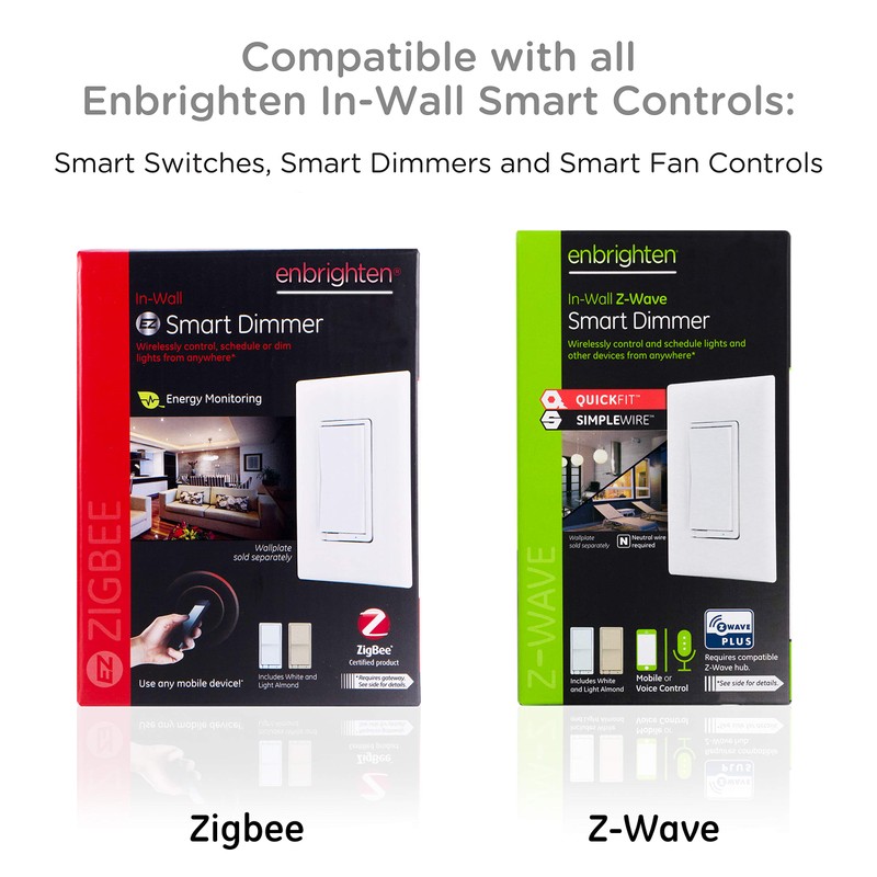 Enbrighten Almond Add QuickFit and SimpleWire, Z-Wave/Zigbee Smart Lighting Controls,