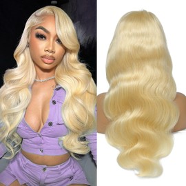 Pangm 613 13x6 Lace Front Wig Human Hair 200 Density HD Body Wave Blonde Lace Front Wigs Human Hair Pre Plucked Lace Frontal Wig 13x6 Blonde Wig Human Hair 32 Inch
