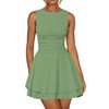 Kaximil Women's Ruffle Hem Boat Neck Mini Dress Sleeveless Ruched