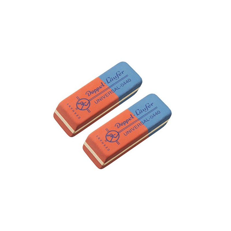 Universal Runner 69804 Double/Natural Rubber Eraser, Red and Blue Classic