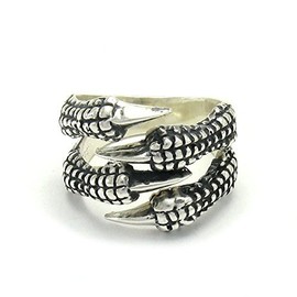 Sterling silver ring solid 925 Claws Raven Dragon Biker Gothic