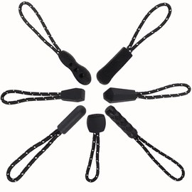 HOLDALL 70 Pack Zipper Pull Replacement, 7 Styles Paracord Zipper Extender Tabs for Golf Bag, Backpack, Luggage, Jackets, Coats, Purses, Handbags, Tents & Clothes - Black