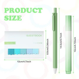 OFFCUP Pastel Highlighters, 13PCS Aesthetic School Supplies, 6pcs No-Bleed Highlighters, 6pcs Retractable Rollerball Pens Ink Gel Pens, 1PC Sticky Tabs, Cute Stationary for School Office Home (Green)