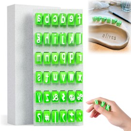 Alphabet Stamps Set for Clay Pottery, Polymer Clay Stamps - Alphabet, Numbers & Symbols, DIY Small Press Fondant Embosser for Ceramic Cookie Decorating (Lowercase Letter,Symbols)