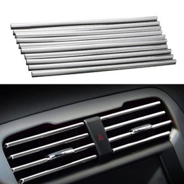 Car Air Vent Decoration FaJoek Pack of 10 20 cm Car Air Outlet Decoration Strips, DIY Car Interior Strips, Car Styling Ventilation Grille Trim Universal (Silver)