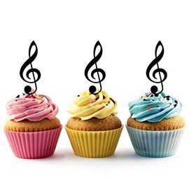 Treble Clef Music Silhouette Acrylic Cupcake Toppers 12 pcs