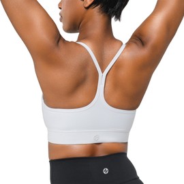 COOLMATE Sports Bra Tops for Women, Y-back Seamless Racerback Padded Low Impact Yoga Bra, Pilates Workout, Supportive, Light Support, Moisture-Wicking, Cute Butter Soft Gift for Fitness Lovers (White)