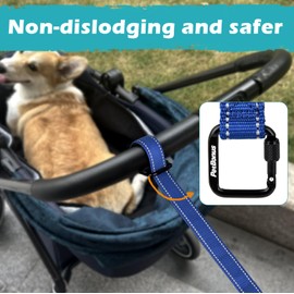 PetBonus Dog Leash Wrist Strap, Safety Strap for Retractable Leash, Lockable Reflective Short Dog Lead with Adjustable Soft Padded Handle for Walking, Extra Layer Security for Pet Stroller (Blue)