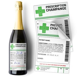 Champagne Prescription Medical Alcohol Bottle Gift Funny Drinks Sticker Label (3)