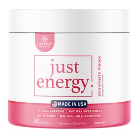 Just Energy Drink Powder, Refreshing Strawberry Mango Energy Drink Mix with 21 Energy-Boosting Ingredients, Includes B Vitamins, Choline, Zinc, Chromium and Inositol, 30 Servings