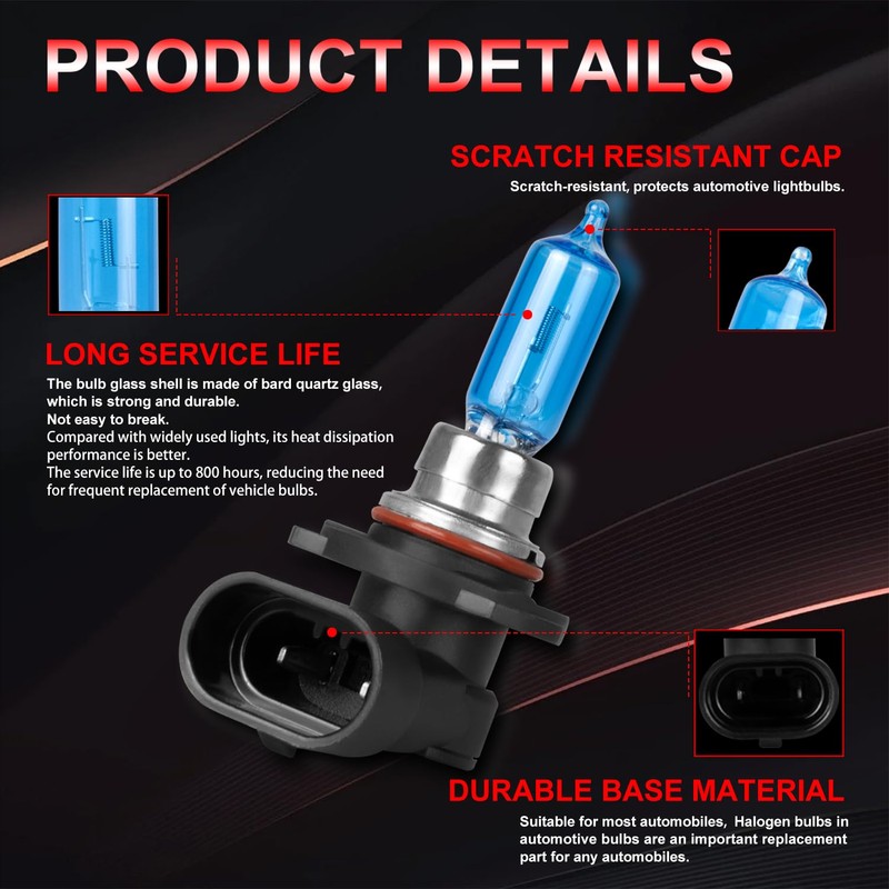 Fit for 2015-2020 Ford Edge Halogen Headlight Bulbs, 9005 High