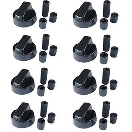 Qualtex 8 X Cooker Oven Hob Black Control Knobs & Adaptors for Stoves New World & Belling