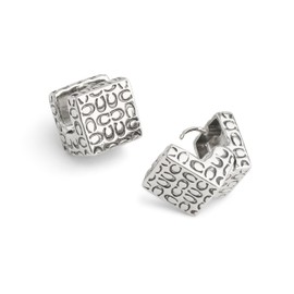 COACH Women's Signature Quilted Cube Huggie Earrings