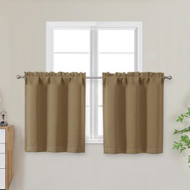 OWENIE - Cortinas opacas cortas de nivel de 24 pulgadas de largo, pequeño bolsillo para cortina de cocina, cortinas de media ventana para baño, sótano, caravana, litera, 2 paneles, cada uno de 30