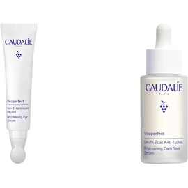Caudalie Vinoperfect Contorno de Ojos Iluminador con Nicinamida + Vinoperfect Serum Facial Resplandor Antimanchas, Alternativa Vitamina