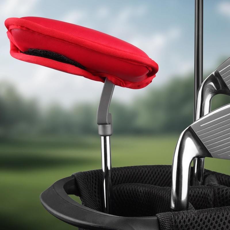 Sahara PU Leather Blade Putter Head Cover, Red (Fits Most